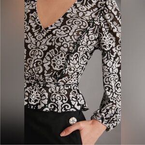 Anthropologie Jacquard Peasant Blouse (size S)